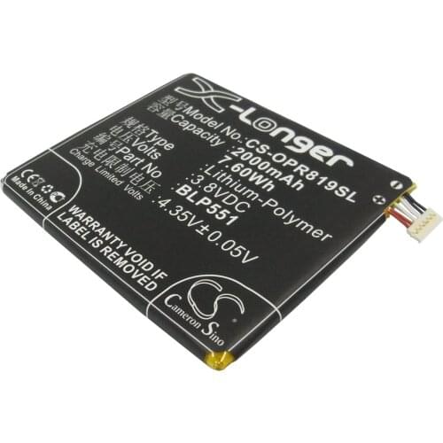 CS 2000mAh / 7.60Wh battery for OPPO Find Mirror, Find Muse, R809T, R815T, R815W, R821T, Real R819 BLP551