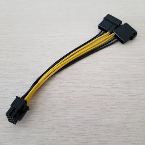 Power Cable PC Server Internal Dual 2 IDE Molex to CPU 8Pin Converter Cord 18AWG Wire 15cm