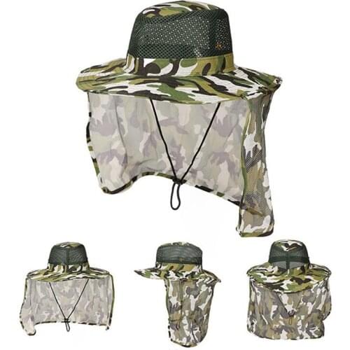 Camouflage Fishing Hiking Outdoor Face Sun Protection Neck Cover Wide Brim Cap Military Hunting Hat