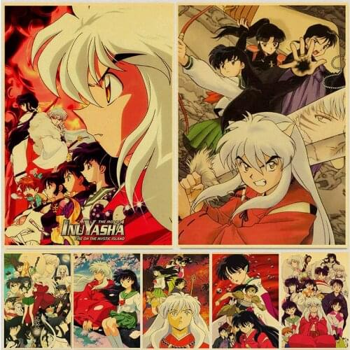 Classic Comics Inuyasha Manga Across Different World Love Story Retro Poster Kraft Paper Wall Art Picture of Decor The Room Prop