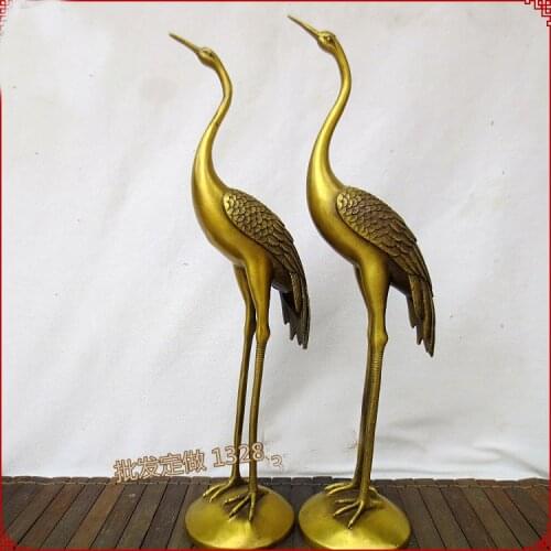 2020 HOME Temple SHOP efficacious Money Drawing GOOD LUCK Mascot # Taoism Buddhism GOD Red-crowned crane FENG SHUI Brass statue