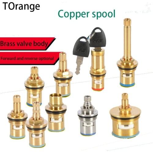 Faucet copper valve core hot and cold water fast opening triangle valve switch ceramic valve core copper head repair parts