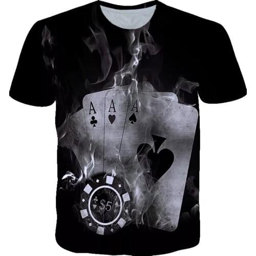 Summer 3d Card Printing White Custom T-shirts Men Fashion Casual Style Mens Short-sleeved Top T-shirt Plus Size Sports Male T