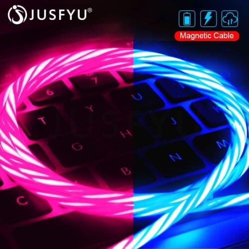 Magnetic Cable USB Type C Cable Magnetic Cable LED light fast Charging USB Micro 8 pin Charger Cable Wire for iphone X Xs Huawei