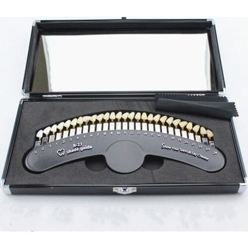 27 Colors Teeth Whitening Value Set 3D Shade Guide Color Comparator Mirror Dentistry Cold Light Teeth Whitening Contrast Palette
