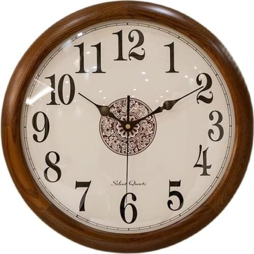 Chinese Style Solid Wood Wall Clock Living Room Wall Decoration Clocks Wall Home Decor Silent Bedroom Horloge Murale Gift FZ636
