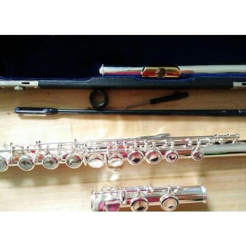 New 211SL Flute music instrument Closed 16 over E-Key silver C Tune flute Gold Mouthpiece playing music Fast Free ship