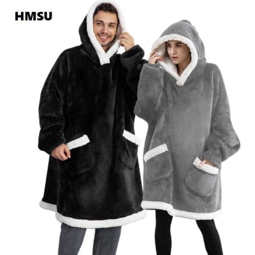 Blanket With Sleeves Women Oversized Hoodie Fleece Warm Hoodies Sweatshirts Giant TV Blanket Women Hoody Robe Casaco Feminino