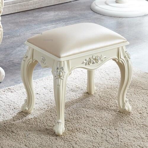 European Style Plastic Living Room Stools for Bedroom Dressing Small Square Chair Household Furniture Nail Makeup Soft Ottomans