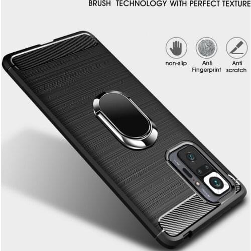 Luxury case For Xiaomi Redmi Note 10 Pro case Soft Carbon Ring Holder cover for Redmi Note 9T Note 9 Pro 5G 9T 9 Power 9A 8