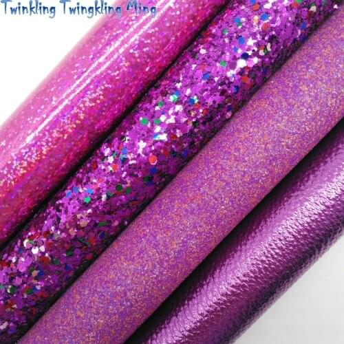 ROSE Glitter Fabric, Litchi Synthetic Leather, Iridescent Patent Faux Fabric Sheets For Bow A4 21x29CM Twinkling Ming XM020E