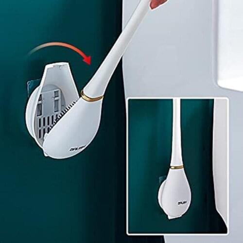 Silicone Toilet Brush Wall-mounted Automatic Cleaning Tool