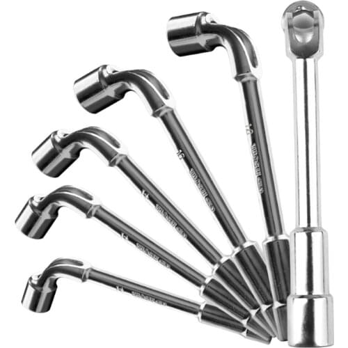 TUOSEN 1pcs Perforated dual-head L-type socket wrench Pouch 7-word elbow tyre L-shaped pipe piercing outer hex wrench