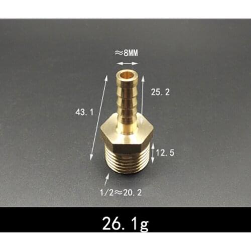Thicken DN15 1/2" BSP Male x 8mm Hose Barb Tail Brass Coupling Joint Pipe Fitting Water Gas