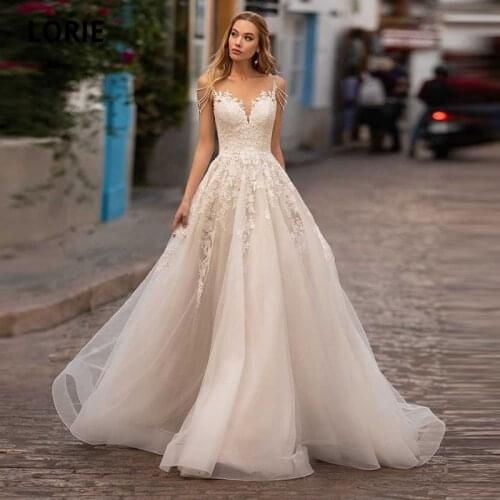 LORIE Vintage Wedding Dresses 2021 Beaded Cap Sleeves A-Line Appliques Wedding Gown Custom Made Backless Boho Bridal Dress