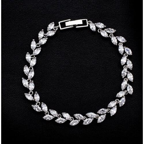 Women Fashion Bracelets Cut clear white Marquise Shape AAA+ Zircon Chain Bracelets