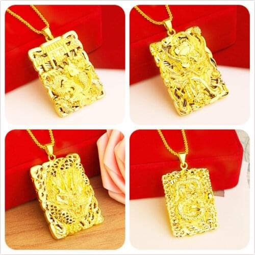 Ward off evil spirits Pendant dubai 24K gold Necklaces for women Wholesale Mens Character Dragon Pendant 18 inch choker jewelry