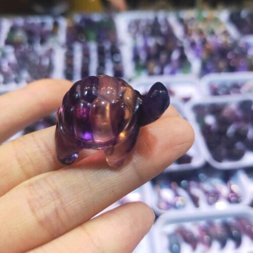 1PC Natural Fluorite Sea Turtles Handmade Quartz Carved Polished Animals Healing Decoraction Meditation Polished Decor Stones