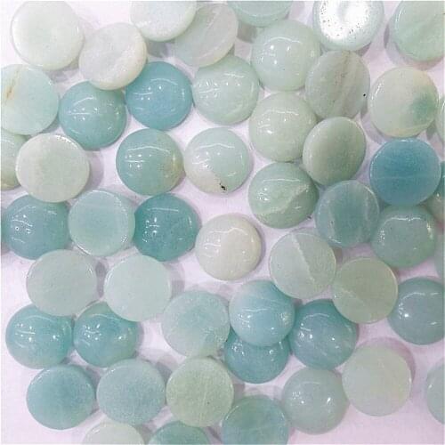 100Pcs 8x4mm Wholesale Blue Aquamarine Gemstone Round Cab Cabochon DIY Jewelry Making Accessories M19