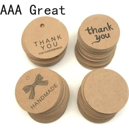 100Pcs/Lot Kraft Paper Tags Round Christmas Wedding Thank You Favour Party Gift Card Label Blank Luggage Tags Birthday Handmade
