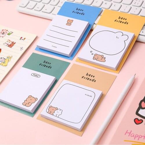2021 30 Sheets Cartoon Bear Writing Paper Sticky Cute Memo Pad Kawaii Message Note Notepad For School Office Stationery Supplies