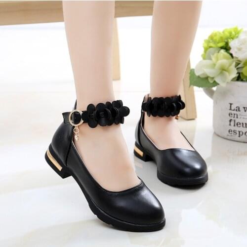 3 5 6 8 9 10 11 12 Years Fashion Flower Girl Elegant Dress Party Dance High Heels Leather Shoes Children Spring Kids Flat Shoes