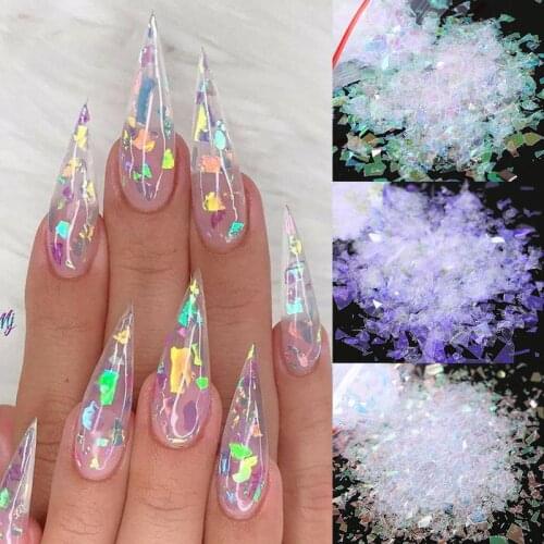 3D Nail Art Colorful Flakes Holographics Irregluar Nail Sequins Decoration Design Sticker Symphony bags with sequins