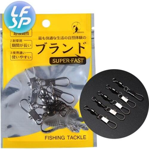 5pcs/ Set Fishing Connector Swivels Interlock Pin Snap 5# 7# 9#12# Rolling Swivel For Fishhook Lure Fishing Accessories
