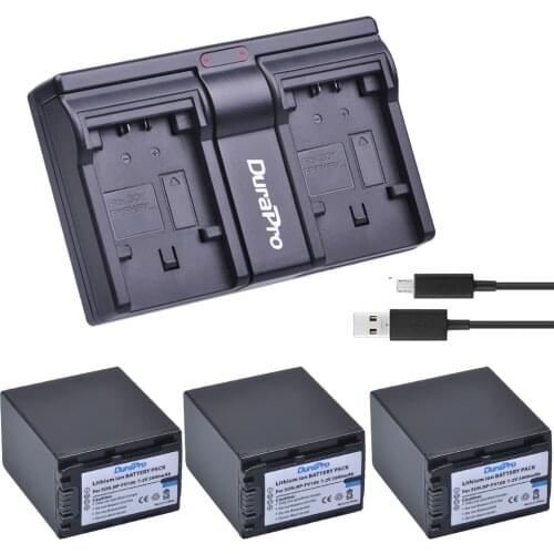 3x 3900mAh NP-FV100 FV100 NP FV100 Battery + Dual Charger for Sony DCR-DVD103 XR100 for Sony HDR-XR550/E HDR-XR350/E HDR-XR150/E