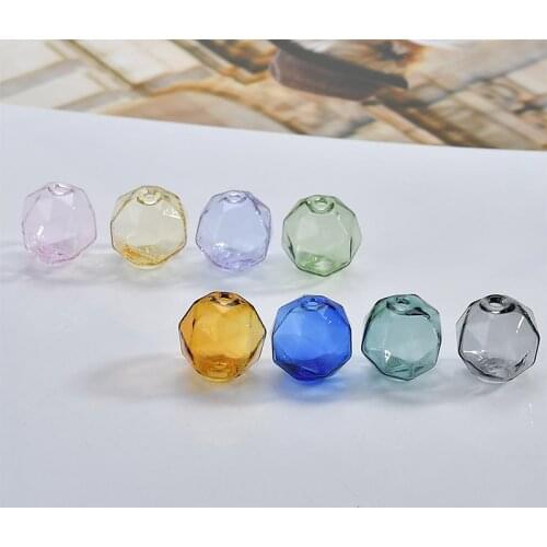 DIY handicraft accessories color transparent section bubble bead glass hollow perforated bead earrings earrings materials