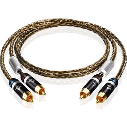 ATAUDIO HiFi Silver RCA Cable High Quality 2rca Audio Cable to Connect Amplifier and CD