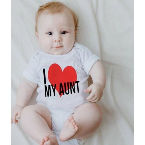 I Love My Aunt Infant Newborn Baby Bodysuits Baby Boys Girls Summer Clothes Letter Print Jumpsuits O-Neck Clothes Climb Outfits