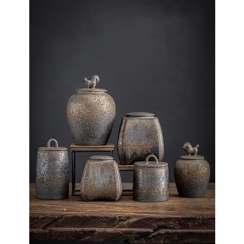 Large Ceramic Tea Cans Candy and Dried Fruit Storage Cans Can Be Sealed Tea Cans Home Decoration Desktop Decorations Gifts