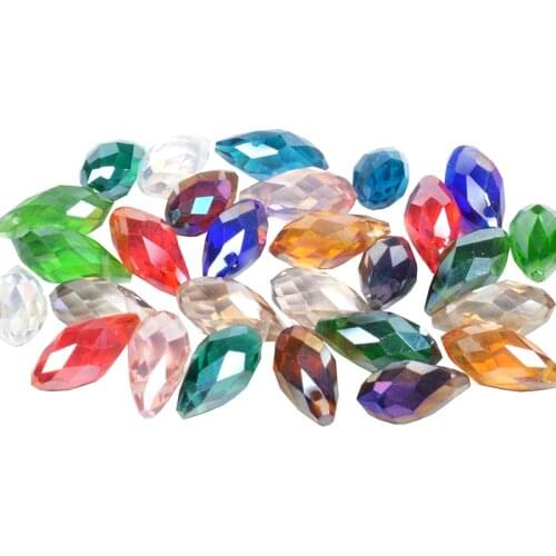 Mixed Color 5*7MM Briolette Pendant Waterdrop Austrian crystal beads Plating Teardrop glass bead for jewelry making bracelet DIY