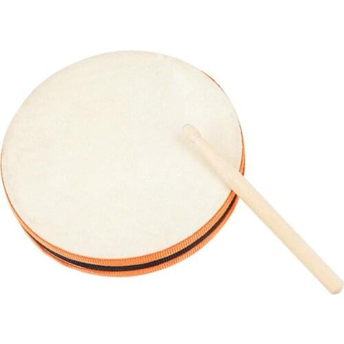 Wooden Sheepskin Hand Drum Beat Drums SY-98 Orff Musical Instrument High Quality Sheepskin Hand Drum 20*20*3.5cm Kids Gift