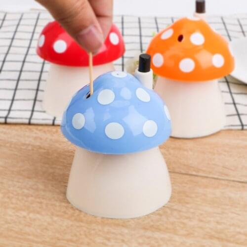 Toothpick Holder Plastic Toothpick Storage Container Box Mushroom Shape Tableware Dust-proof Automatic Toothpick Dispense