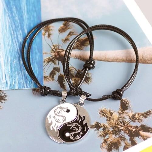 2-piece Woven Couple Bracelet Best Friend Friendship Bracelet Friendship Pareja Hand Chain Set Fashion Men And Women Jewelry