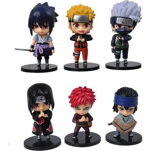 6 Pcs/Set 10 Cm Uzumaki Naruto Uchiha Sasuke Hatake Kakashi Uchiha Itachi Gaara Anime Action Figure PVC Model Toys For Boy Gifts