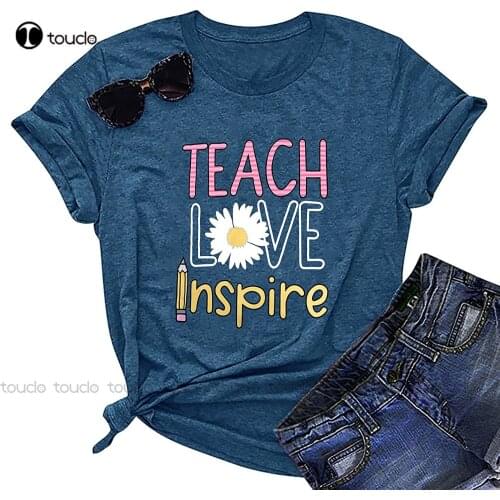 Teacher Graphic T-Shirt Summer Teacher Gift Teach Love Inspire Shirt Inspirational Tees Tops Golf Shirts golf shirts Unisex