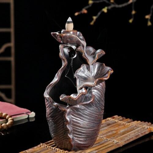 Lotus pond moonlight backflow incense burner ceramic incense burner incense burner fashion home incense burner ornaments