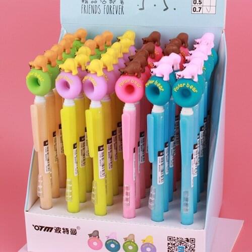 36 pcs/lot Creative Donuts Bear Side-Press Mechanical Pencil Cute 0.7mm Automatic Pen stationery gift School Office Supplies