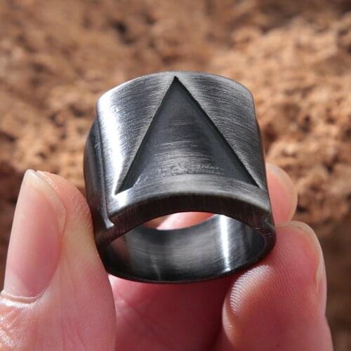 Retro Triangle Viking Ring Men Women Fashion Stainless Steel Biker Ring Punk Simple Valknut Ring Triangle Jewelry Gift