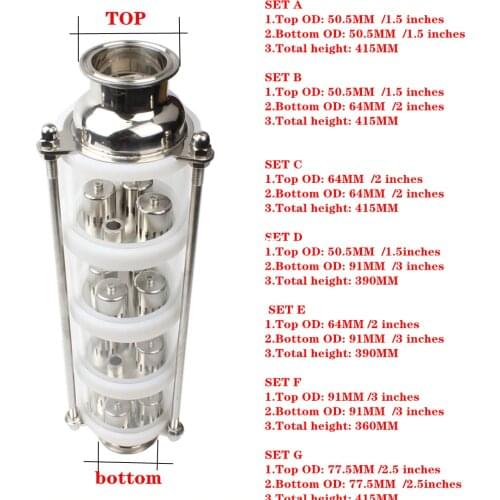 Copper bubble Distillation column with 4 sections for distiller Glass column