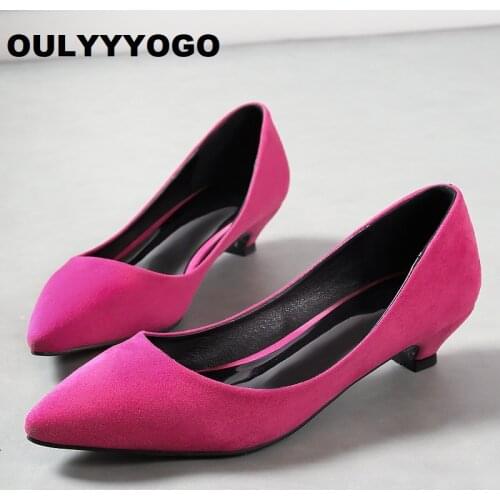OULYYYOGO Summer Velvet Womens Pumps Shallow Mouth Pointed Toe Fashion Classics Flock Womens Pumps 5 Candy Colors Size 30--43