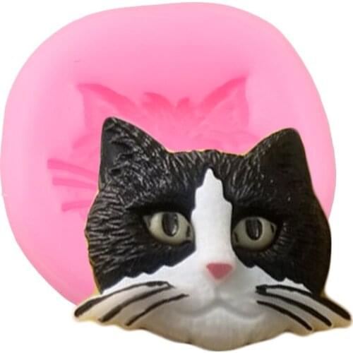 Cartoons Cat Head Silicone Molds DIY Party Chocolate Cupcake Topper Mold Candy Polymer Clay Mould Fondant Cake Decorating Tools