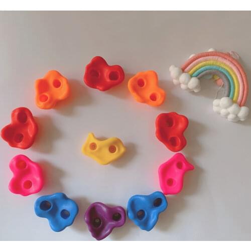 10 Pcs Kids Rock Climbing Toys for Children Wood Wall Stones Plastic Indoor Outdoor Climbing Rock Hand Feet Holds Grip Kits Toys