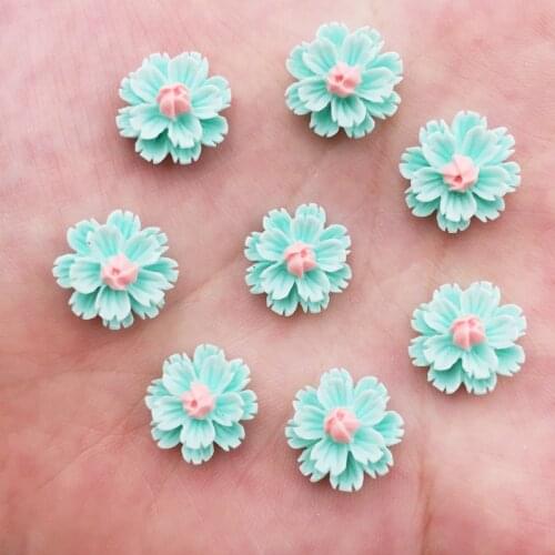 New 60pcs Resin 13mm Colorful 3D Flower Flatback Stone Scrapbook Wedding DIY Ornaments Applique Crafts SG4210