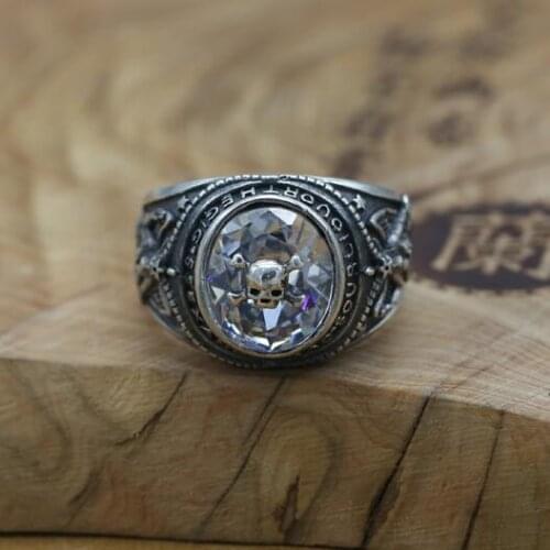 NEW Vintage 100% 925 Silver Skull Ring Thai Silver PUNK Ring Real Pure Silver Skeleton Ring Man Jewelry Gift