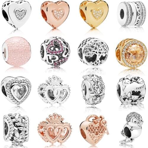 NEW 100% 925 Sterling Silver 1:1 Rose Gold Heart Shaped Tree Owl Charm Fit DIY Original Bracelet Jewelry The Factory Wholesale