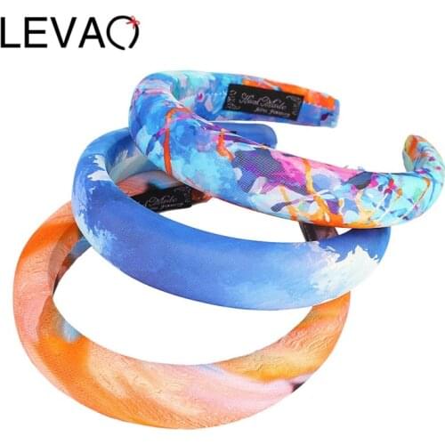 LEVAO Starry Sky Color Padded Sponge Headbands For Women Bezel Hairbands Non-slip Thick Hair Hoop Girls Hair Accessories